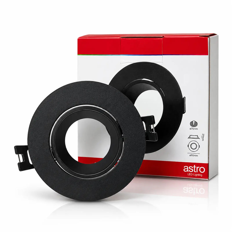 Aro Difusor Circular Para Empotrar Dirigible Negro Para Foco GU10 Semi Profundo
