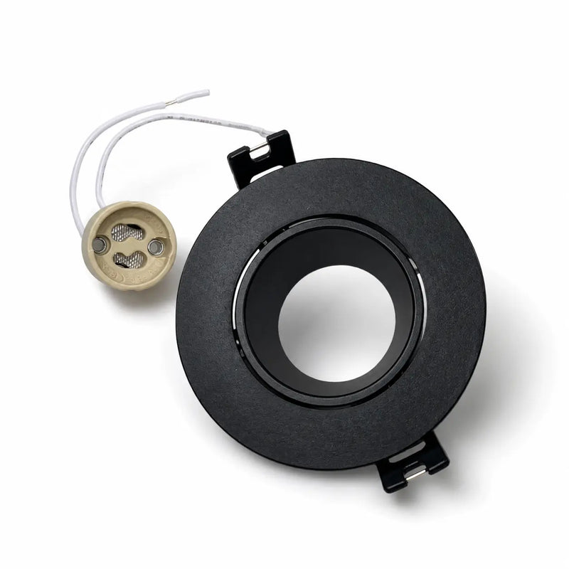 Aro Difusor Circular Para Empotrar Dirigible Negro Para Foco GU10 Semi Profundo