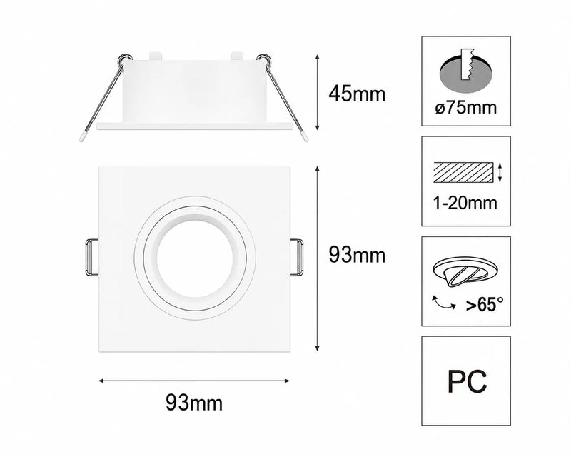 Recessed Adjustable Black Diffuser Ring for GU10 Semi-Deep Spotlight