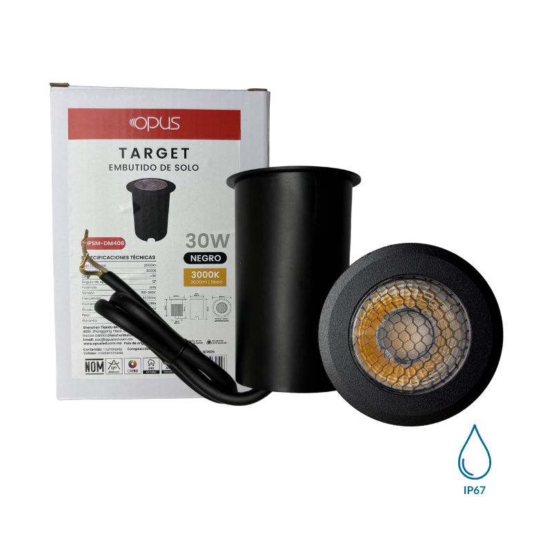 Empotrado Piso 30W 3K Blanco Cálido IP67 Uso Exterior Con Honey AntiDeslumbramiento