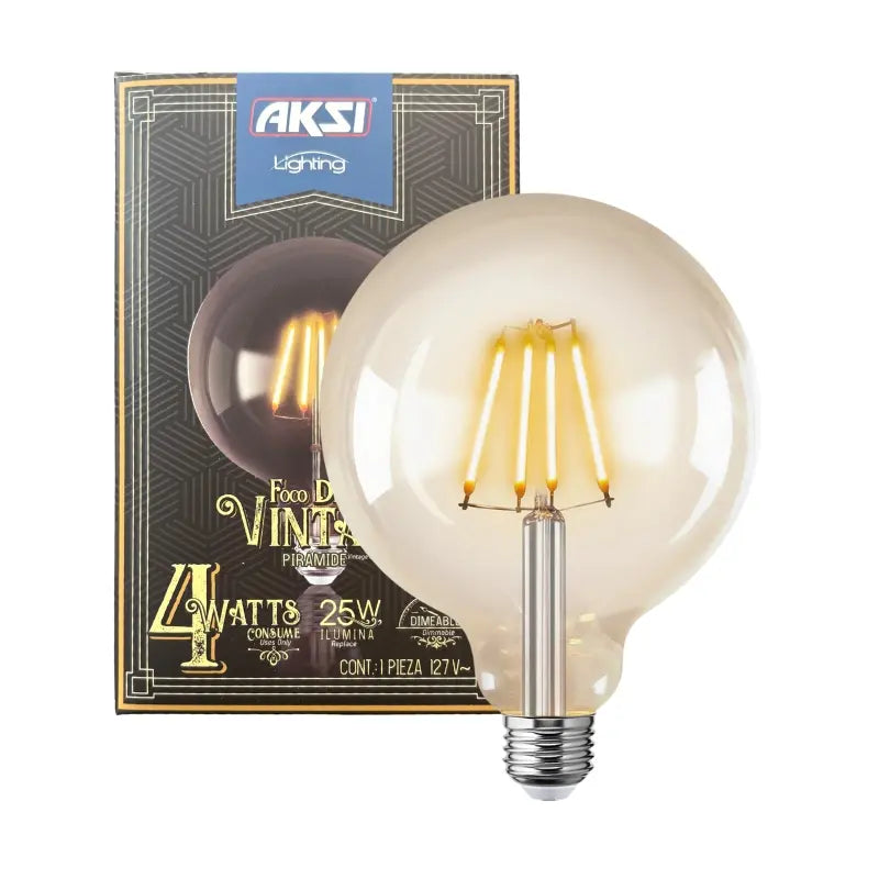 Foco Vintage Piramide Globo 4W Blanco Cálido 2200k Base E27 Dimeable