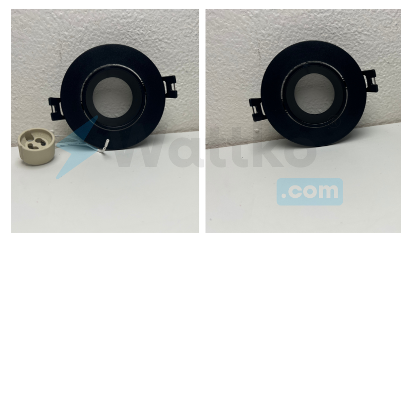 Aro Difusor Circular Para Empotrar Dirigible Negro Para Foco GU10 Semi Profundo