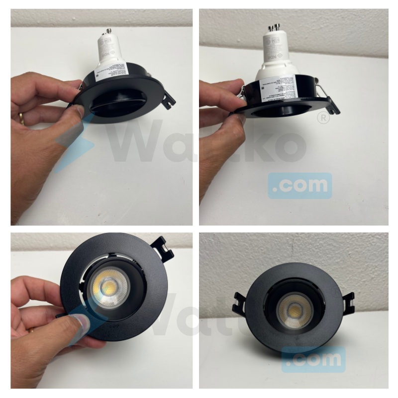 Aro Difusor Circular Para Empotrar Dirigible Negro Para Foco GU10 Semi Profundo