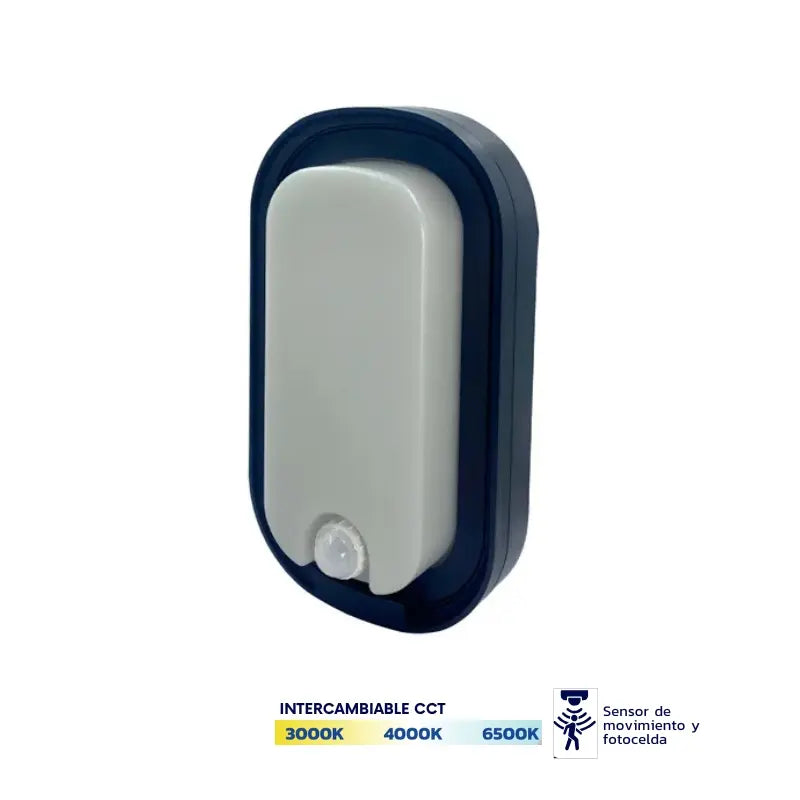 Arbotante ABS Negro 12W Sensor De Movimiento Y Fotocelda CCT 3K,4K,65K