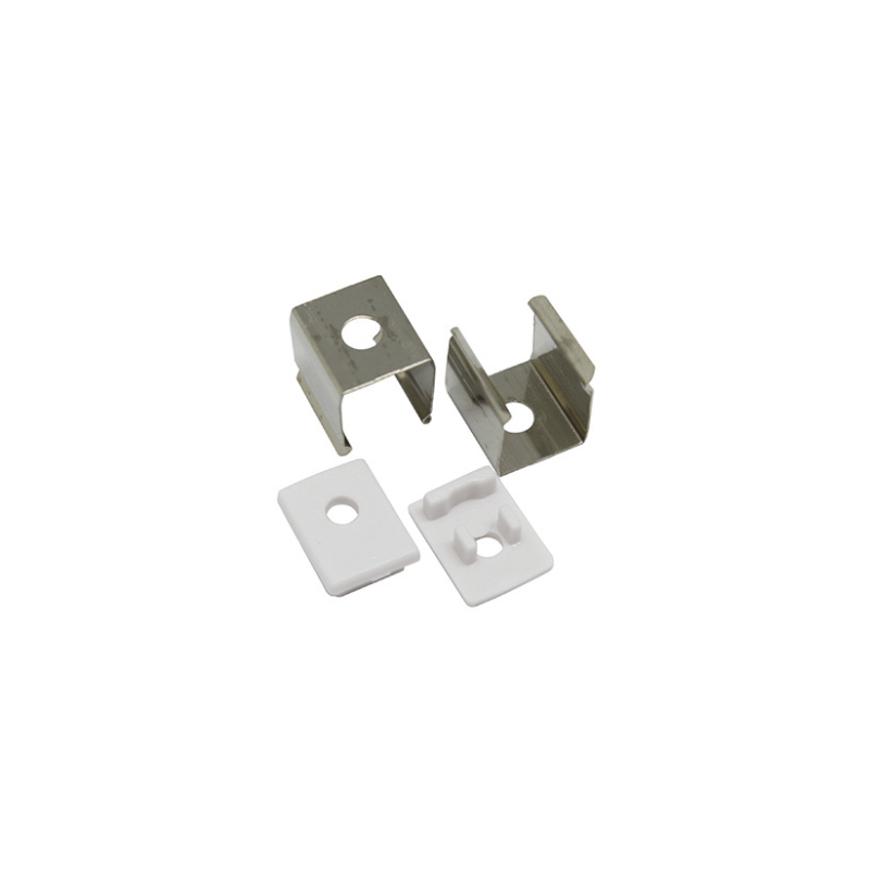 Kit 2 Tapas y 2 Grapas Perfil Aluminio 839/AG   9 X 12.7 mm