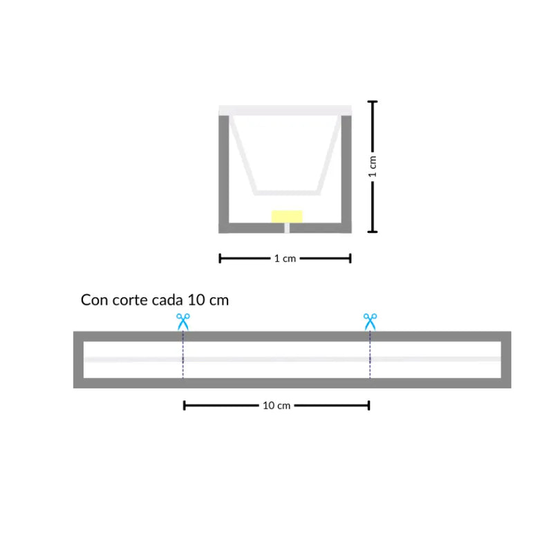 Neon Hose 1cm x 1cm Square 10W per Meter, 127V Direct 2700K Warm White