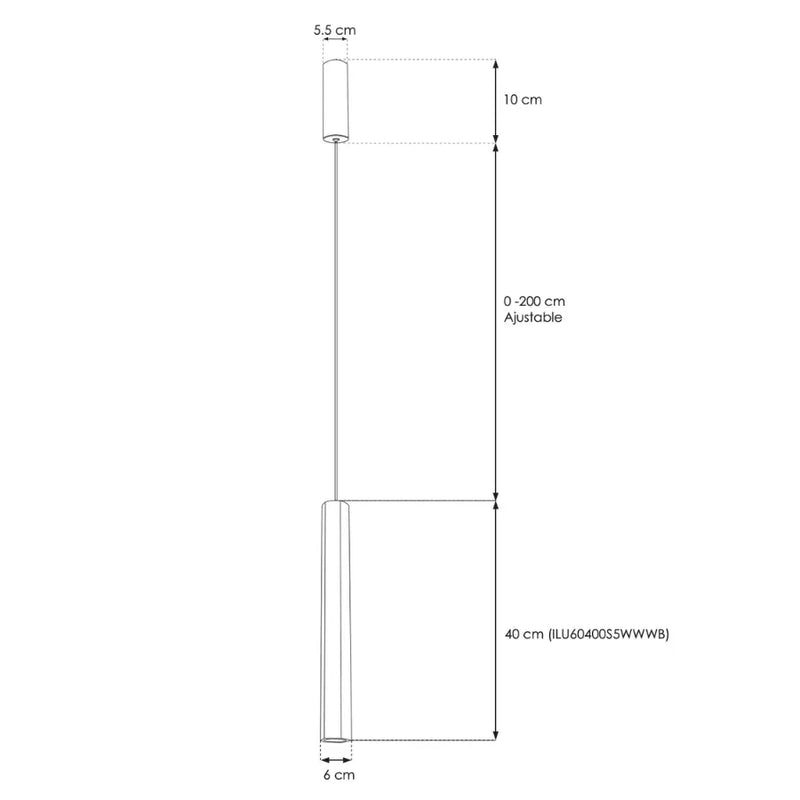 Luminaria Hexagonal 40CM De Alto Acabado Negro 5W Luz Cálida 3K IP20
