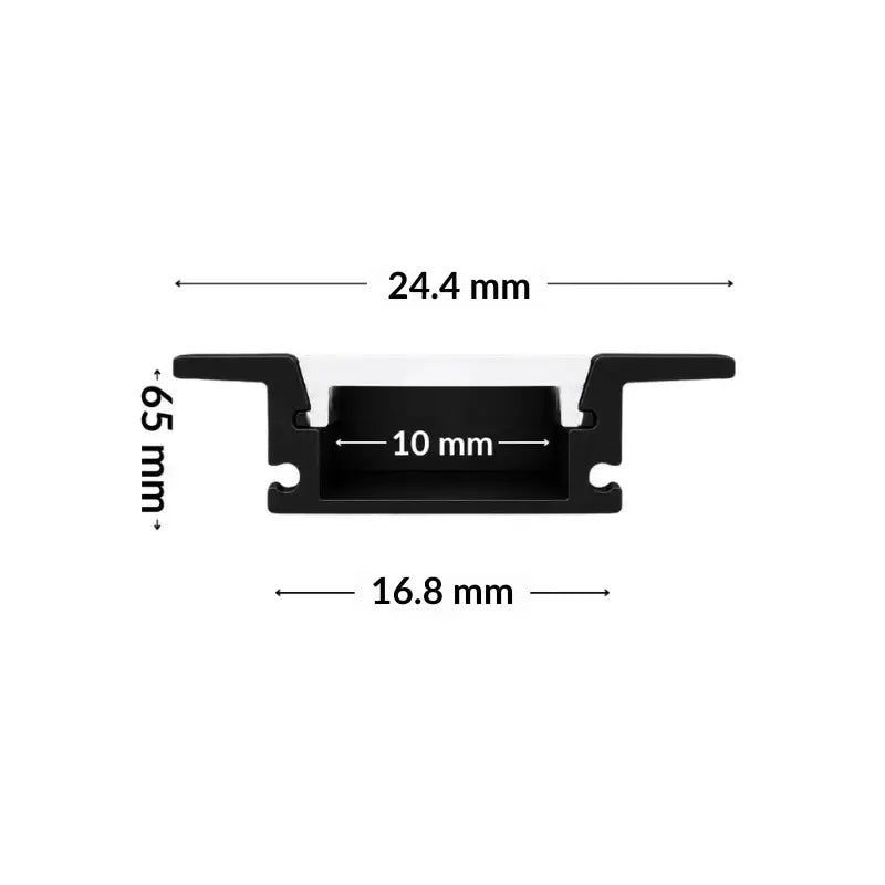 3M Black Aluminum Profile 102B with Recessed Tabs 16.5x6.5mm