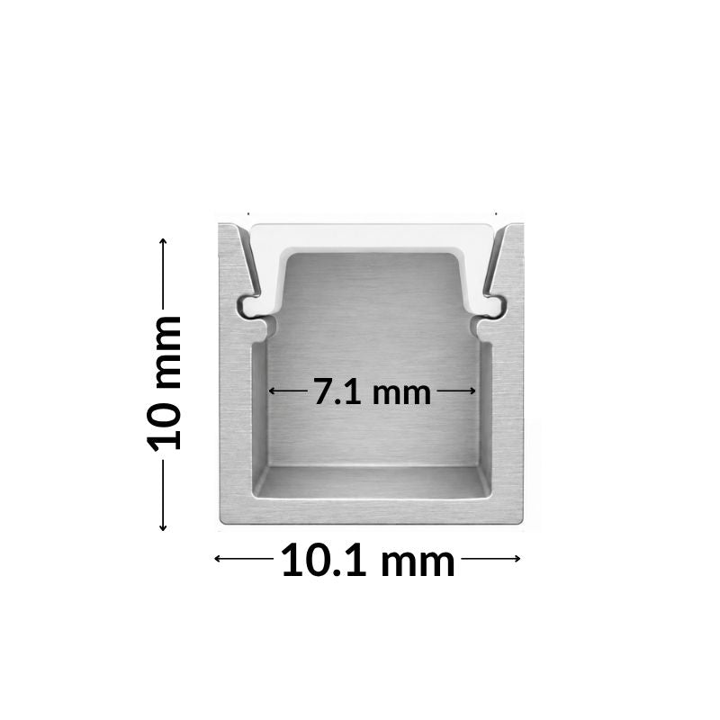 3M Natural Aluminum Profile 1010 with Recessed Flange 10x10mm