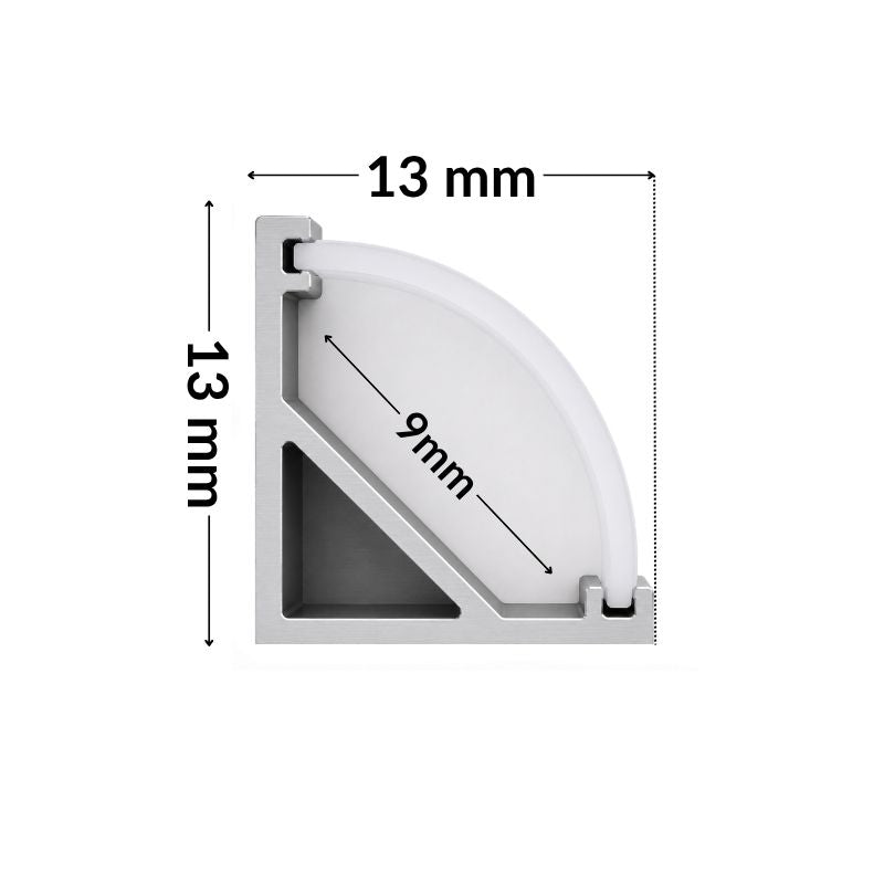 3M De Perfil De Aluminio Natural  Esquinero 1313 Sobreponer  13x13x9mm