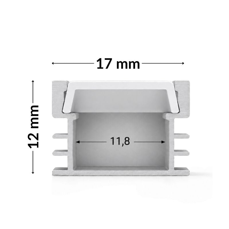 3M Natural Aluminum Profile 130A with Flush Mounting Tab 16.8x12mm