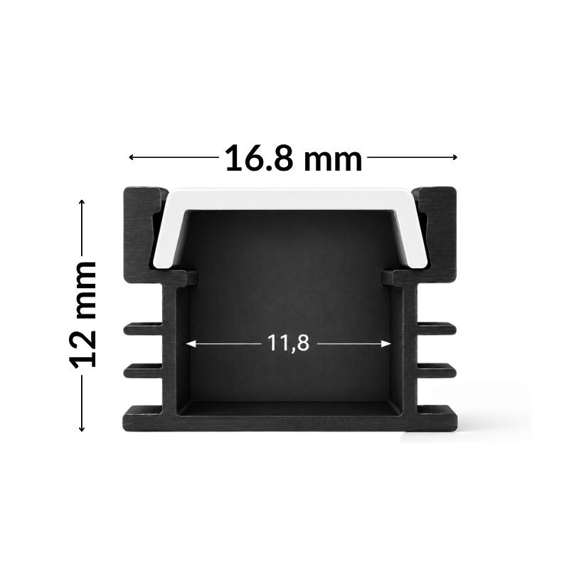 3M De Perfil De Aluminio Negro 130B Empotrar O Sobreponer 16.8x12mm