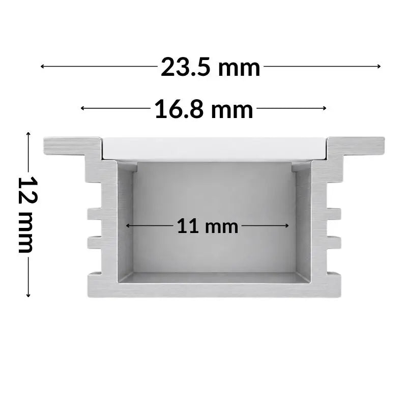 3M De Perfil De Aluminio Natural 130A Con Pestaña Empotrar  16.8x12mm