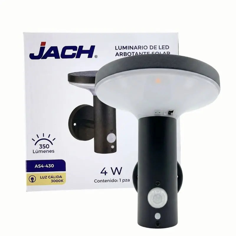 Arbotante Solar 4W 3K Blanco Cálido Fotocelda y Sensor Movimiento Exterior