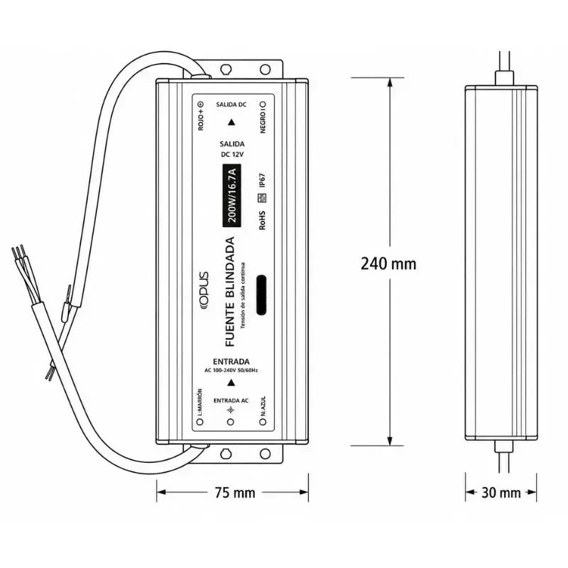 Fuente de Poder Blindada 12V 200W Exterior IP67