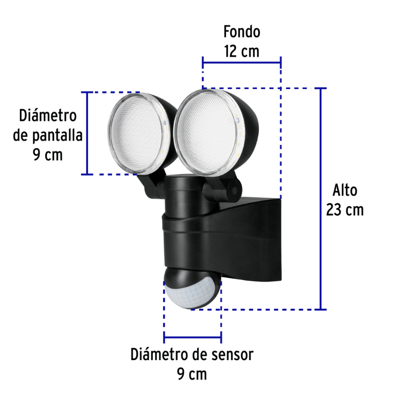 Arbotante LED 12 W negro con sensor de movimiento - Wattko