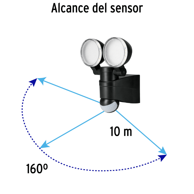 Arbotante LED 12 W negro con sensor de movimiento - Wattko