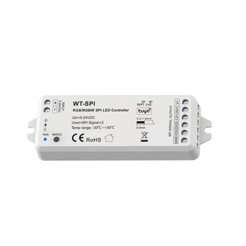 Controlador LED WiFi Tuya y RF RGB/RGBW SPI, DC5-24V, WS2811, Opción Alexa y Google - Wattko