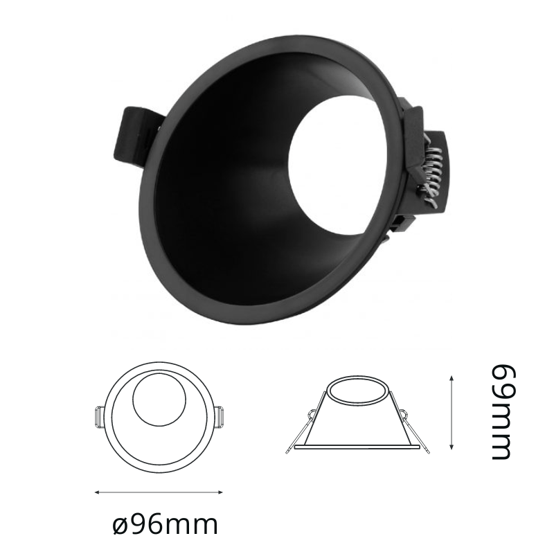 Downlight empotrable redondo NEGRO - Wattko