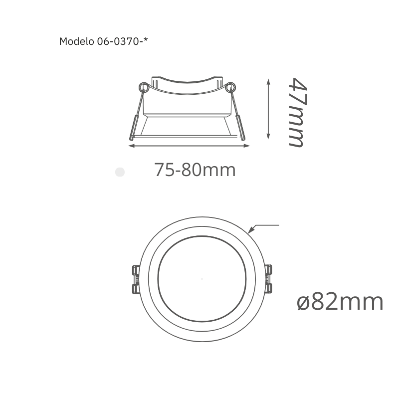 Empotrable Redondo Downlight NEGRO CONTRA HUMEDAD - Wattko