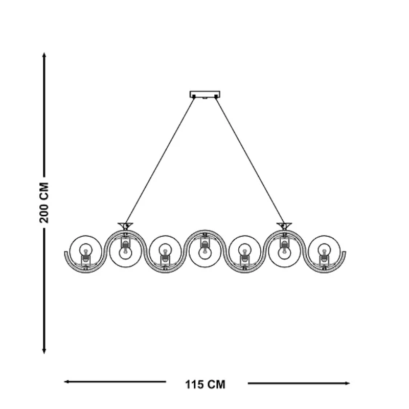 Lampara colgante 7 luces moderno con base E27 - Wattko
