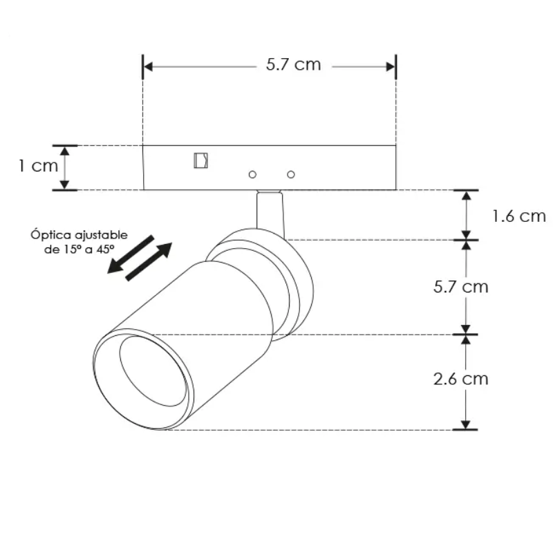 Luminario de led para Nano Track Magnético 5W Luz Calida - Wattko