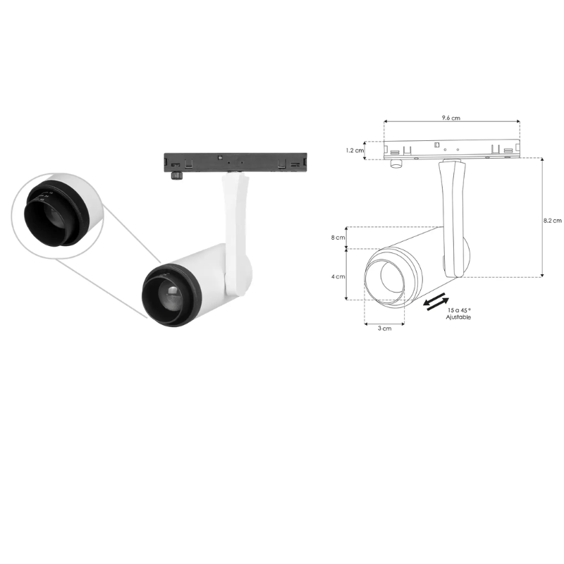 Luminario de led para NanoTRACK Magnetico 7w Blanco - Wattko