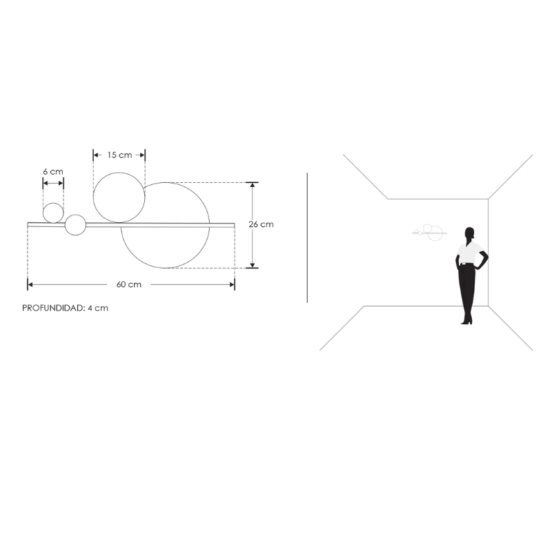 Luminario de pared, de LED blanco cálido, 13 Watts, óptica 360° - Wattko
