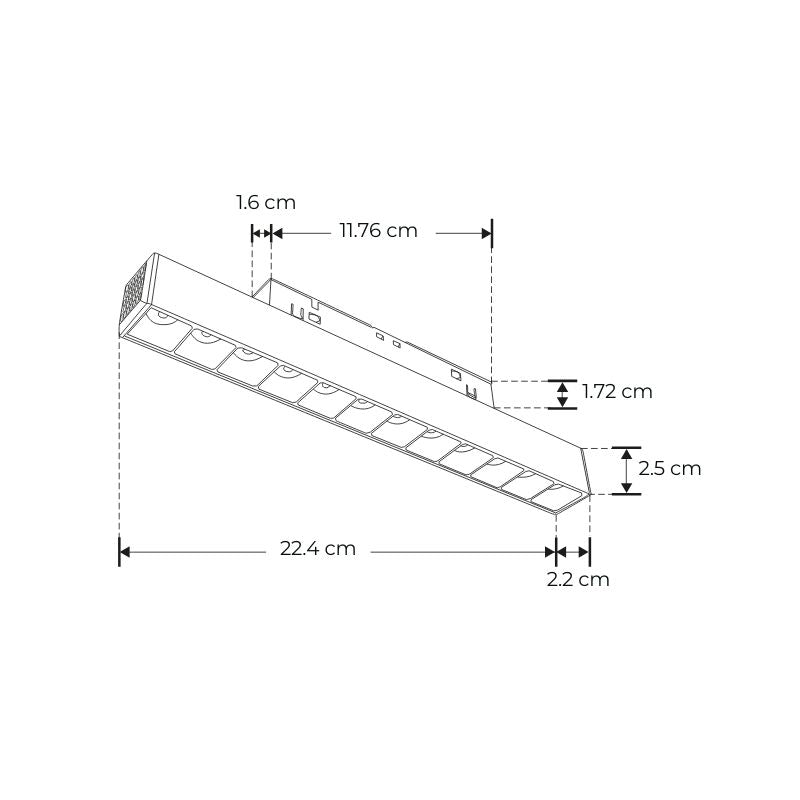 Luminario para riel magnético 12W 3k Blanco Cálido Luz Puntual LED 48V protección IP20 - Wattko