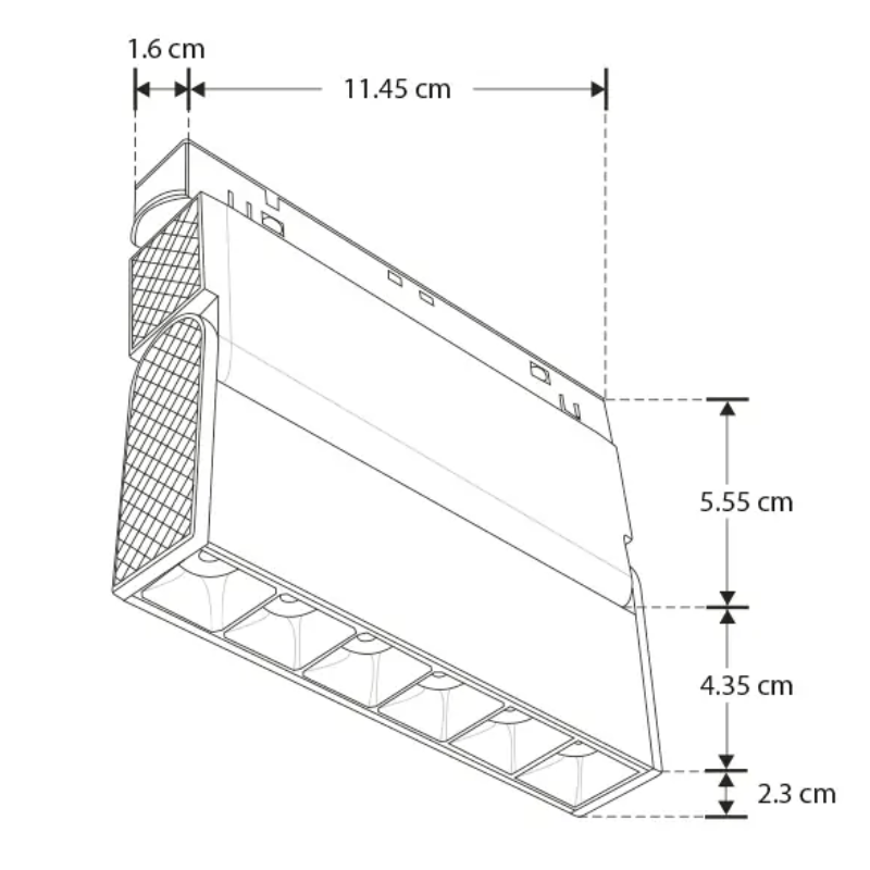 Luminario para riel magnético 6W 48V Blanco Cálido IP20 No Atenuable - Wattko