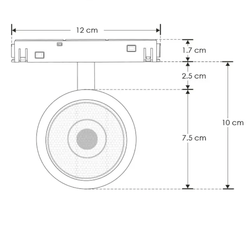 Luminario para riel magnético, Blanco Cálido 7W UGR 19 Atenuable - Wattko