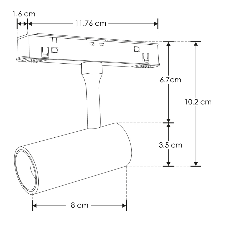 Luminario para riel magnético tipo spot dirigible 7W 48V IP20 Atenuable Negro - Wattko
