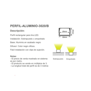 perfil-de-aluminio-negro-3020-b-empotrar-o-sobreponer-30x20mm-25mm -3mts - Wattko