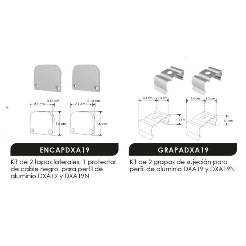 Perfil para tira extraplana de led acabado natural sobreponer 2m - Wattko