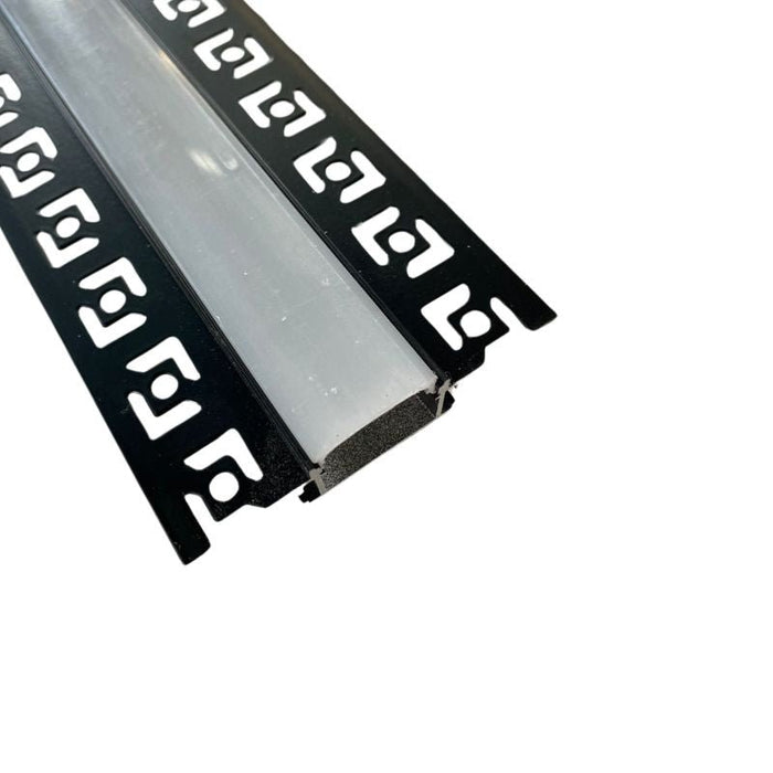 3M Perfil De Aluminio Color Negro Con Mica Blanca Para Plafón Empotrar 61x14mm - Wattko