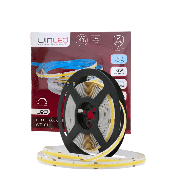 5M Tira LED COB 24V 6000K Blanco Frío 10W Metro - Wattko