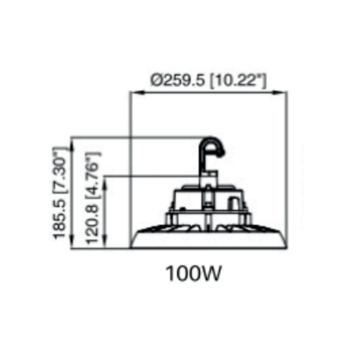 Lampara UFO 100W Negra HBU3 Industrial Premium Atenuable 5k Blanco Frío