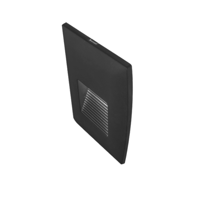 Arbotante Rectangular De Policarbonato 2W Negro De Empotrar Exterior - Wattko