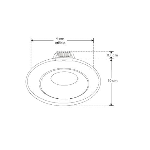 Aro Circular Dirigible Negro Mate, Empotrar Para Usar Con Foco - Wattko