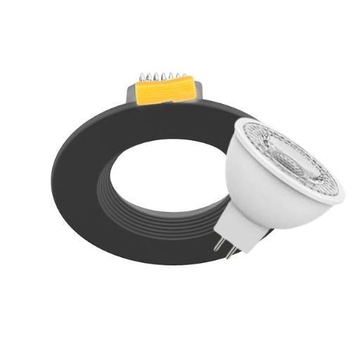 Aro Circular Fijo Negro Mate Para Empotrar, Para Foco MR16 - Wattko