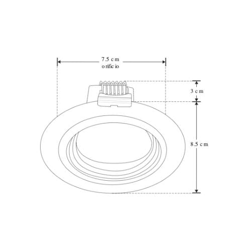 Aro Circular Fijo Negro Mate Para Empotrar, Para Foco MR16 - Wattko