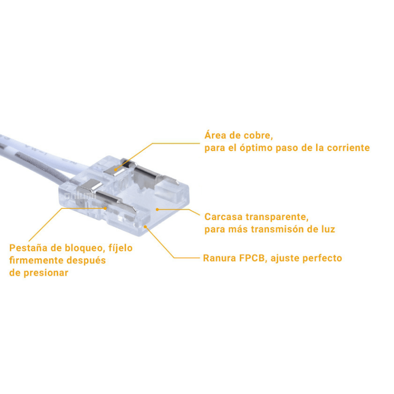 Conector Para Tira Led Extraplana Bajo Voltaje - Wattko