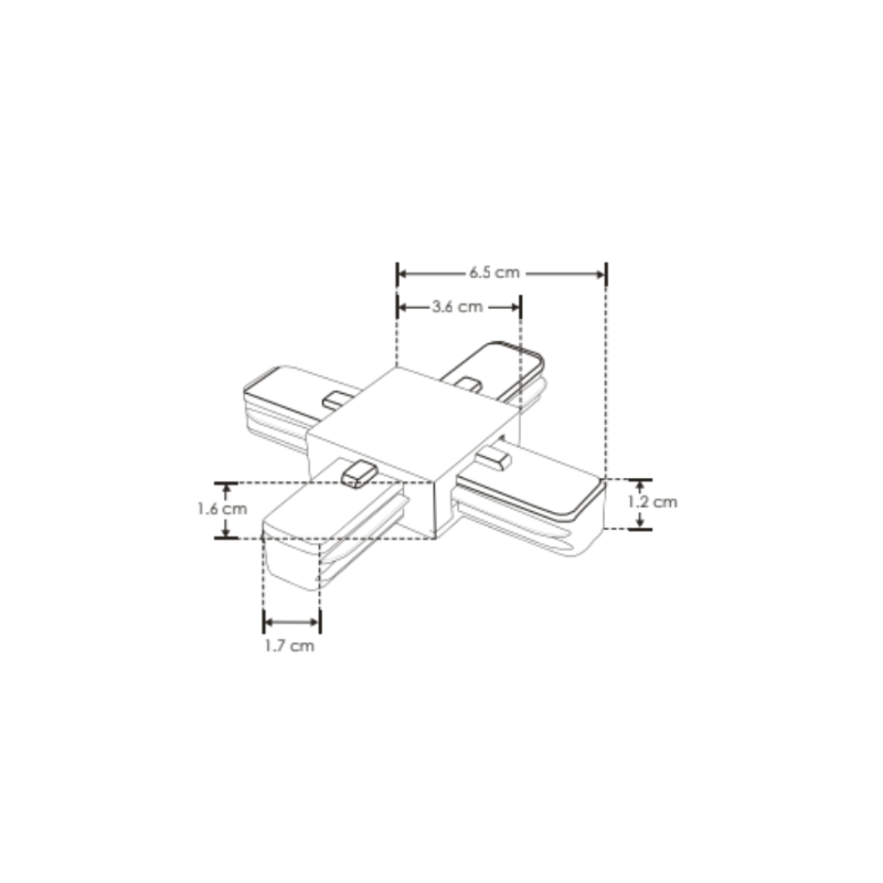 Cople En X Negro Para Riel Electrificado 97.3 cm o 197.5 cm - Wattko