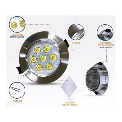 Empotrado, Spot dirigible cromado 7W Blanco frío - Wattko