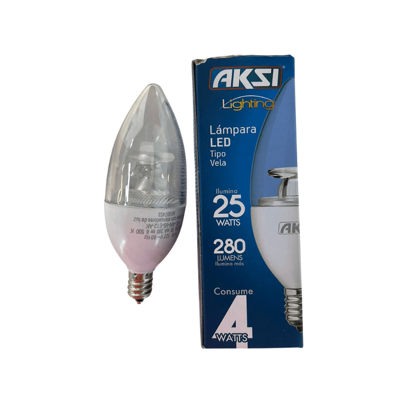 Foco Vintage 4W LED E12 Tipo Vela 127V Blanco Frío 6500K - Wattko