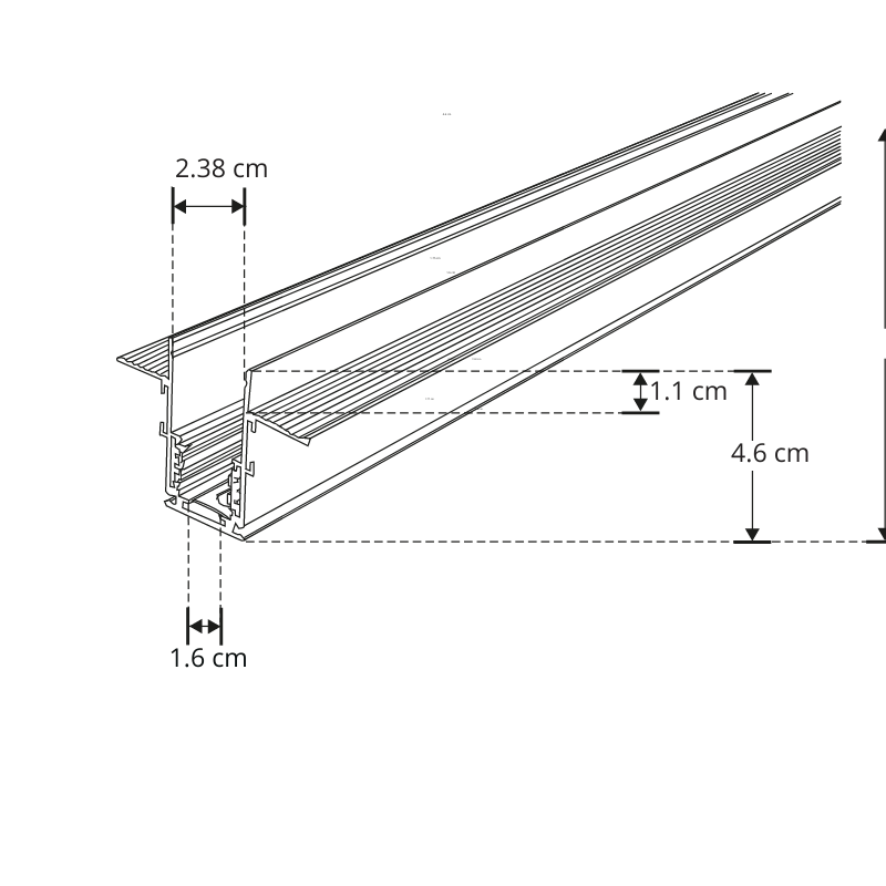 Kit Riel Magnetico Empotrar Negro 3 metros 48V - Wattko