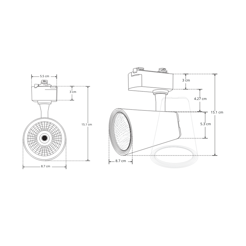 Lampara Blanca Dirigible Riel Electrificado Para Foco GU10, 127V. - Wattko