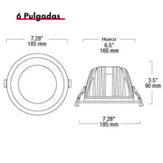 Lampara De Techo LED Atenuable De 6", 20W De Alta Potencia Fondo Cromo - Wattko