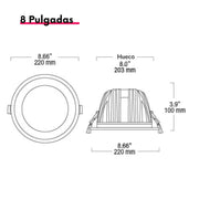 Lampara De Techo LED Atenuable De 8", 30W De Alta Potencia Fondo Cromo - Wattko