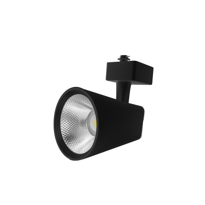 Lampara Negra Dirigible Riel Electrificado 20W, 127V, En Blanco Neutro - Wattko